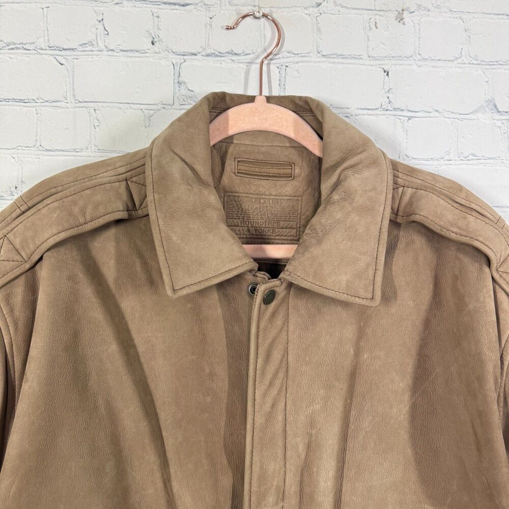 Vintage Roundtree & Yorke Leather Bomber Jacket Mens XL Brown Ranch Western Coat - Picture 5 of 16